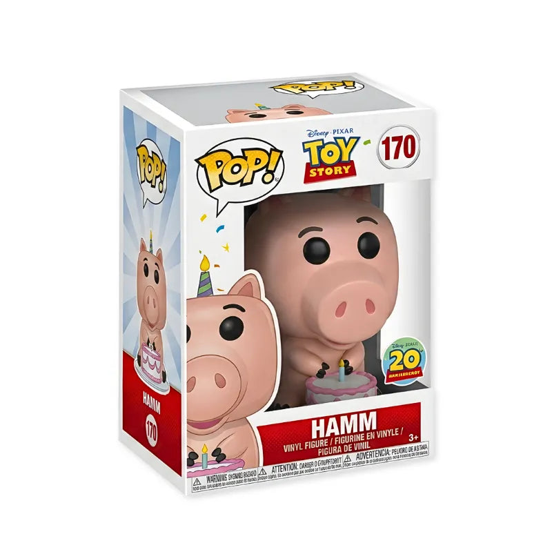 Funko Pop Hamm Toy Story - détail cochon tirelire rose bouchon dos format vinyle 20e anniversaire 10cm