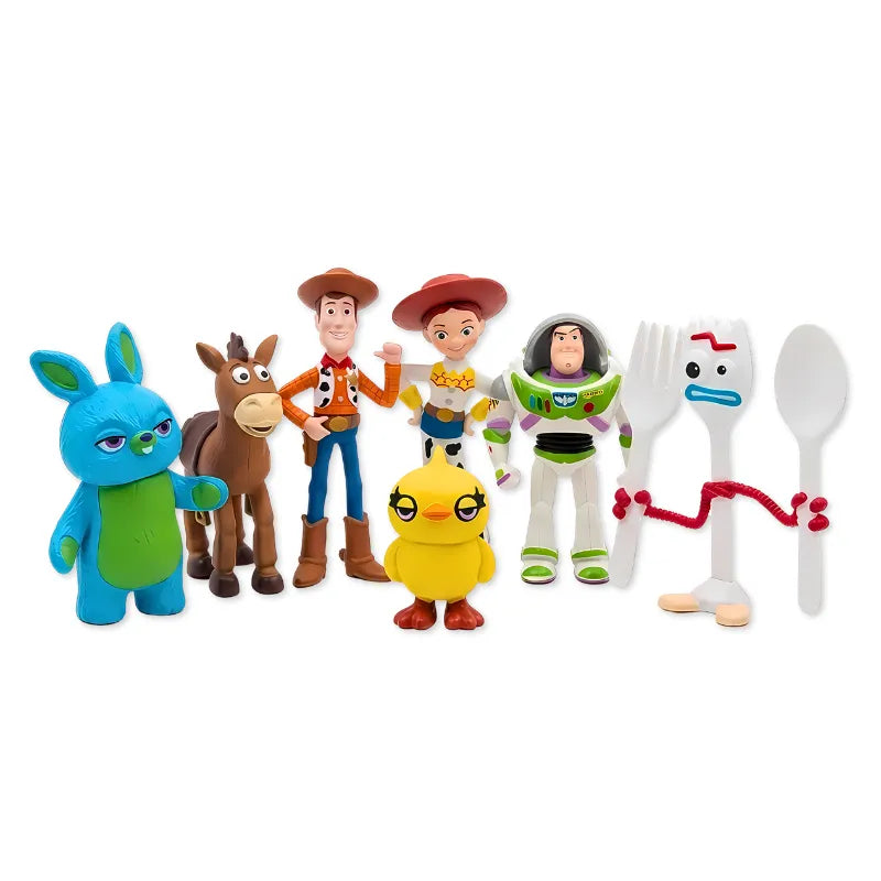 Pack Toy Story 4 - détail 7 figurines Woody Jessie Buzz Forky Ducky Bunny Hamm 5-7cm